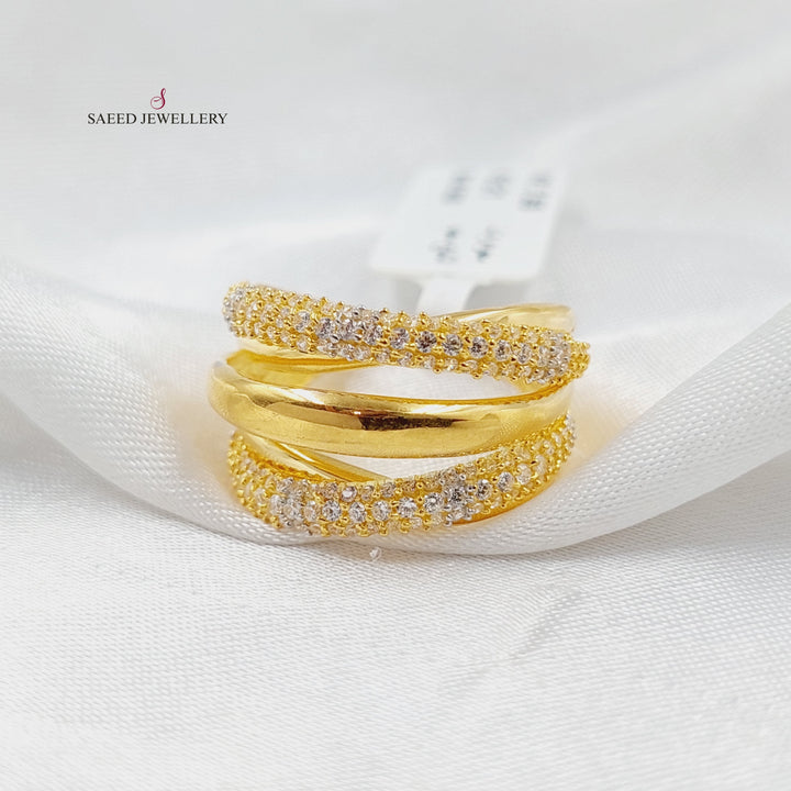 21K Gold Zircon Studded Deluxe Ring by Saeed Jewelry - Image 3