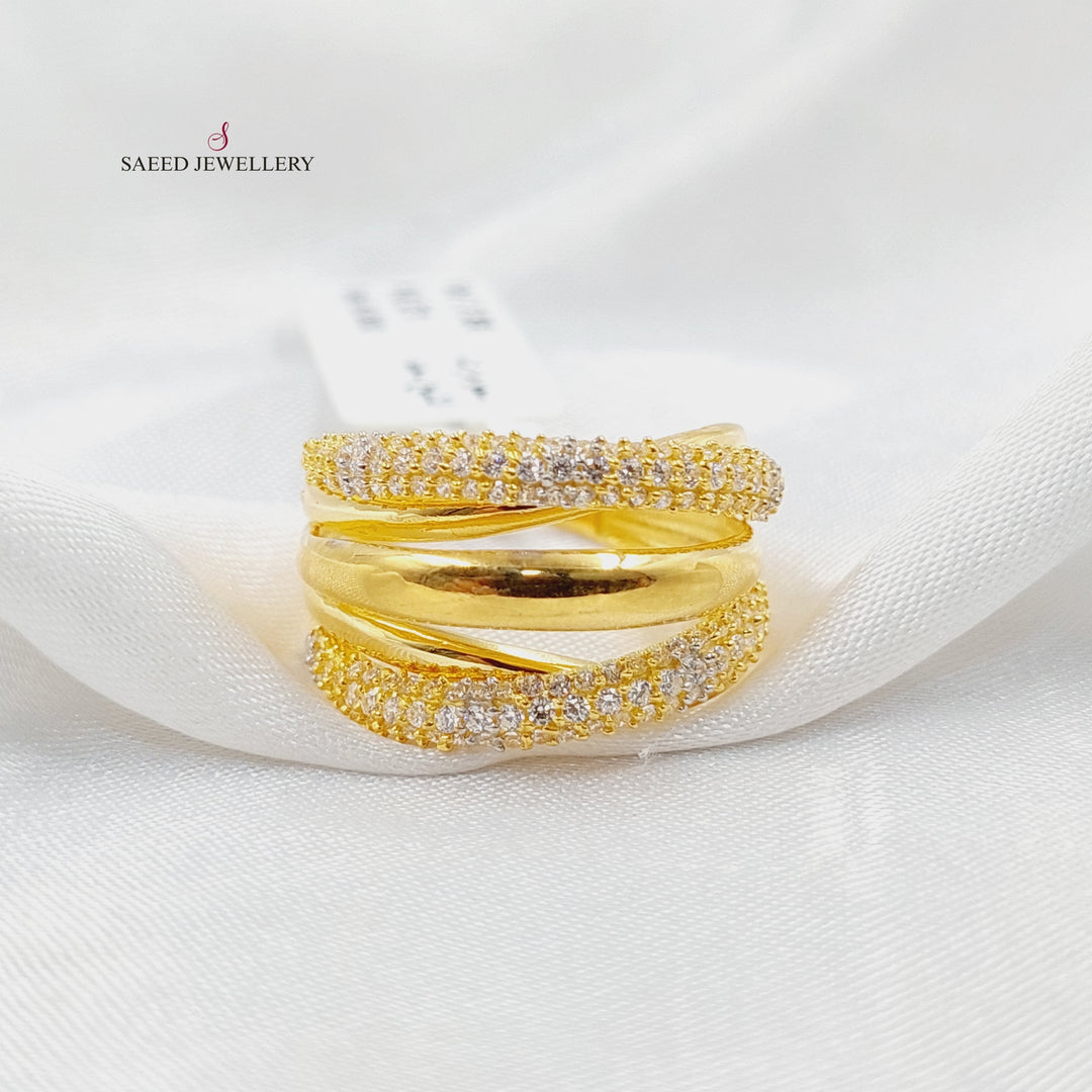 21K Gold Zircon Studded Deluxe Ring by Saeed Jewelry - Image 1