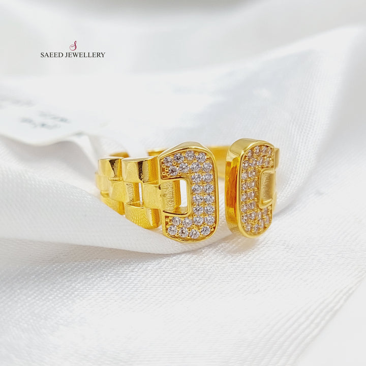 21K Gold Zircon Studded Deluxe Ring by Saeed Jewelry - Image 2