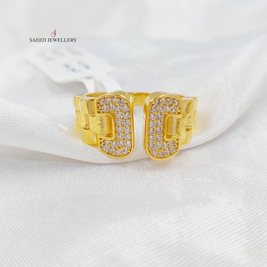 21K Gold Zircon Studded Deluxe Ring by Saeed Jewelry - Image 1