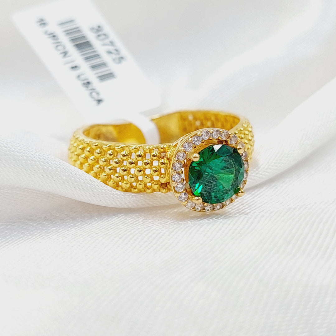 21K Gold Zircon Studded Deluxe Ring by Saeed Jewelry - Image 1