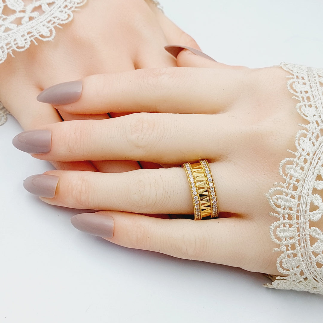 21K Gold Zircon Bridal Band