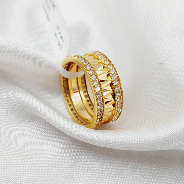 21K Gold Zircon Studded Deluxe Wedding Ring by Saeed Jewelry - Image 3