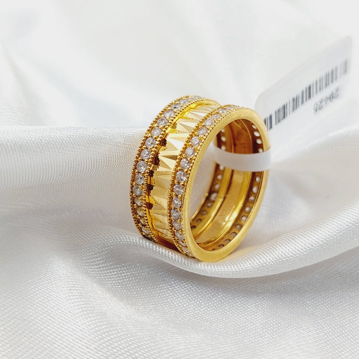 21K Gold Zircon Studded Deluxe Wedding Ring by Saeed Jewelry - Image 4