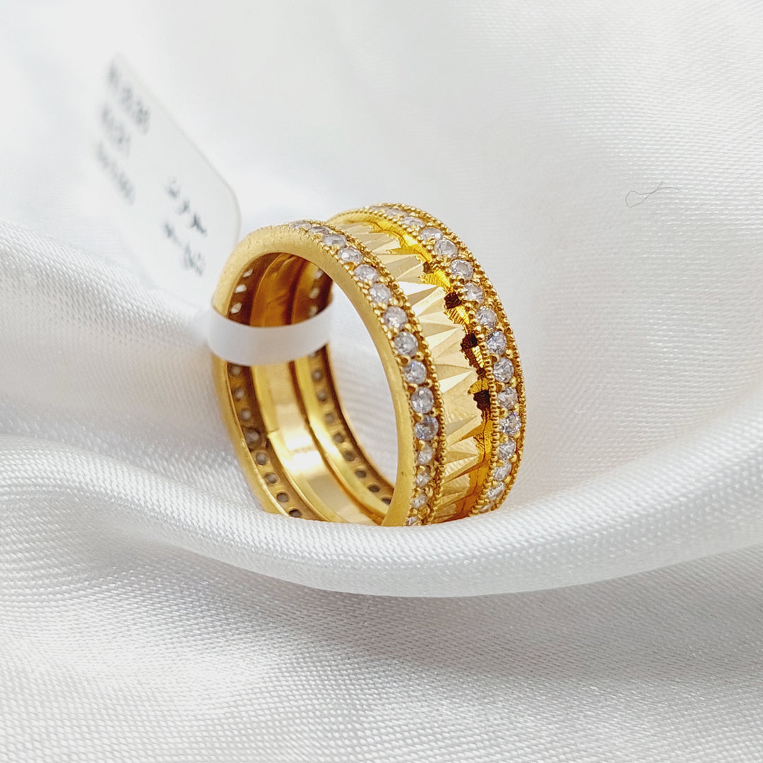 21K Gold Zircon Studded Deluxe Wedding Ring by Saeed Jewelry - Image 5