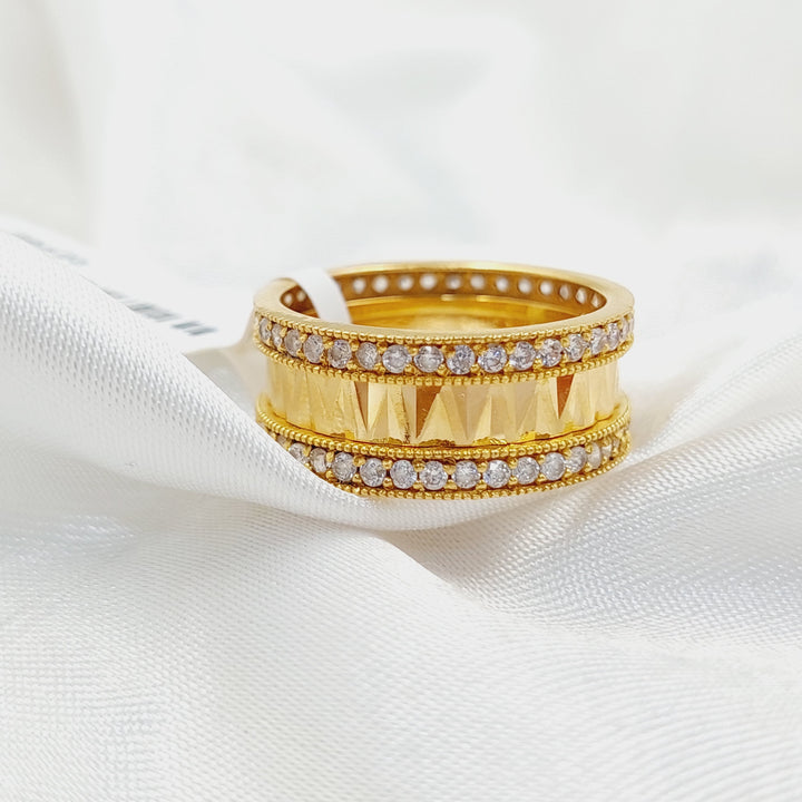 21K Gold Zircon Bridal Band