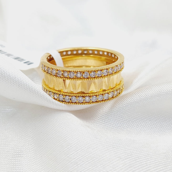 21K Gold Zircon Bridal Band