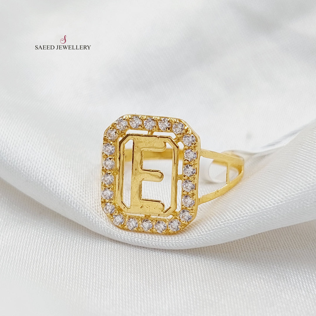21K Gold خاتم E حرف مرصع by Saeed Jewelry - Image 1