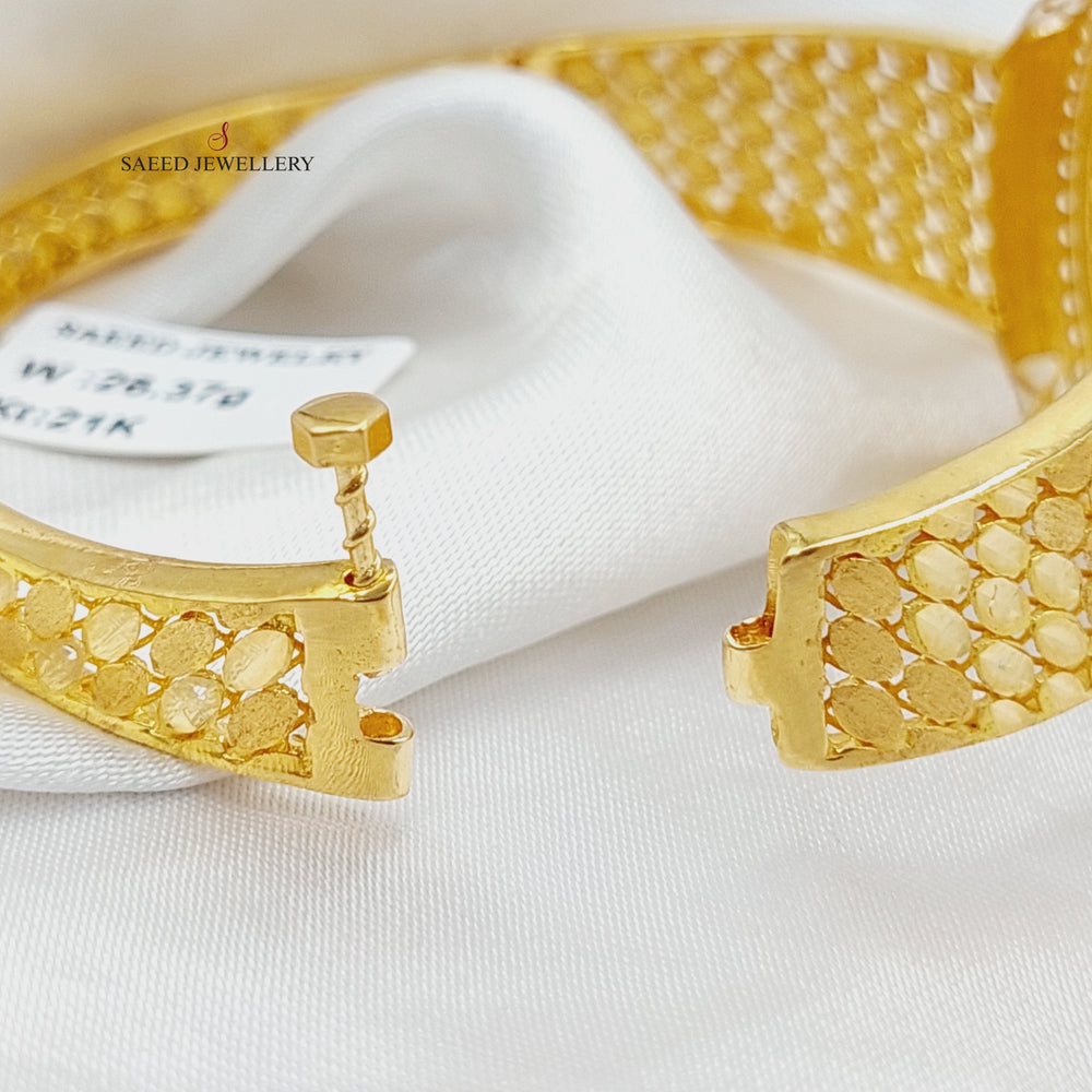 21K Gold Zircon Studded English Bangle Bracelet by Saeed Jewelry - Image 2