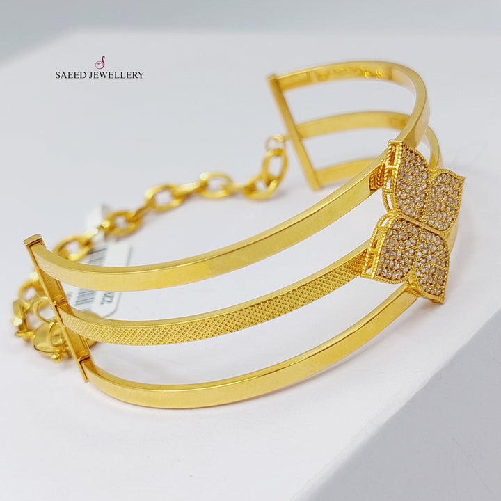 21K Gold Zircon Studded Fancy Bangle Bracelet by Saeed Jewelry - Image 2