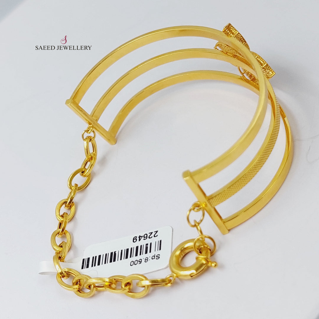 21K Gold Zircon Studded Fancy Bangle Bracelet by Saeed Jewelry - Image 4