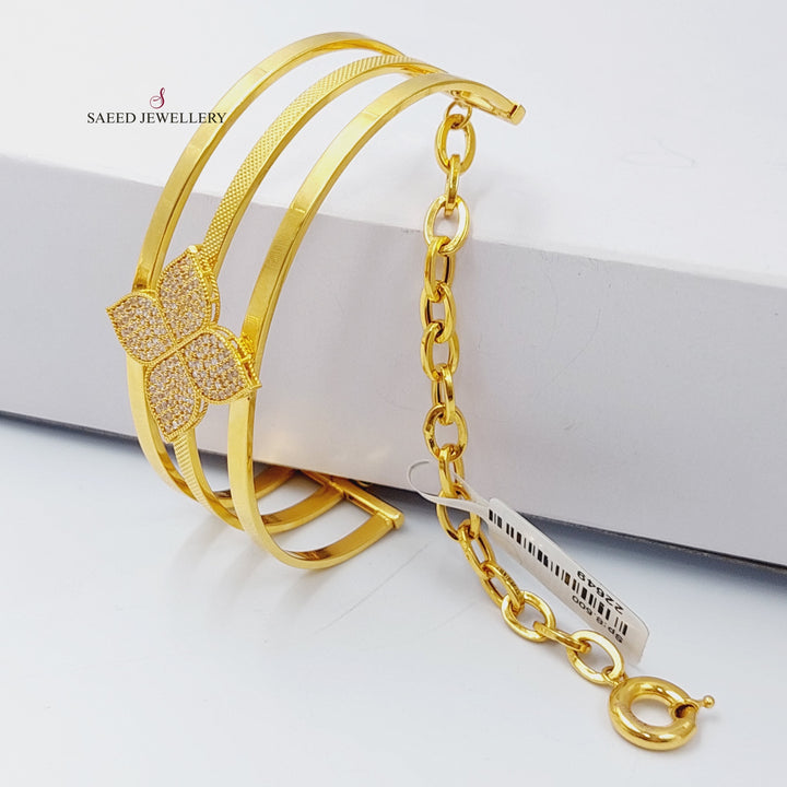 21K Gold Zircon Studded Fancy Bangle Bracelet by Saeed Jewelry - Image 5