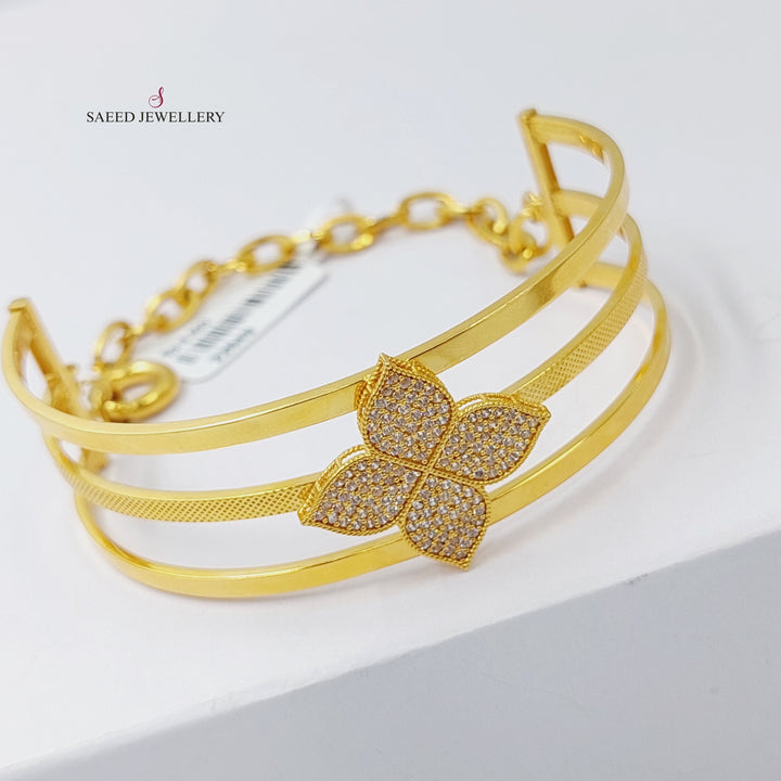21K Gold Zircon Studded Fancy Bangle Bracelet by Saeed Jewelry - Image 6