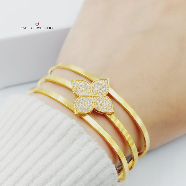 21K Gold Zircon Studded Fancy Bangle Bracelet by Saeed Jewelry - Image 1