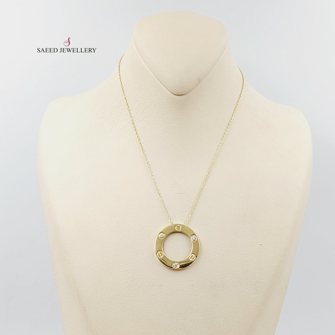 Zircon Studded Figaro Necklace  Made Of 18K Yellow Gold by Saeed Jewelry-30125