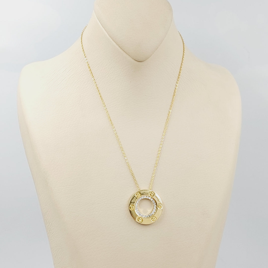 18K Gold Zircon Studded Figaro Necklace by Saeed Jewelry - Image 1