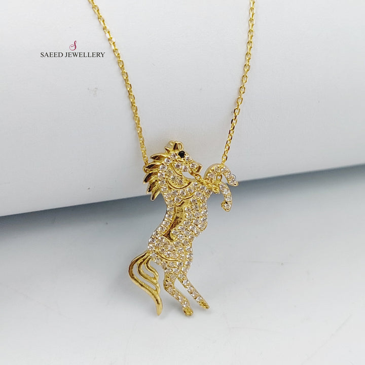 18K Gold Zircon Studded Horse Necklace by Saeed Jewelry - Image 5