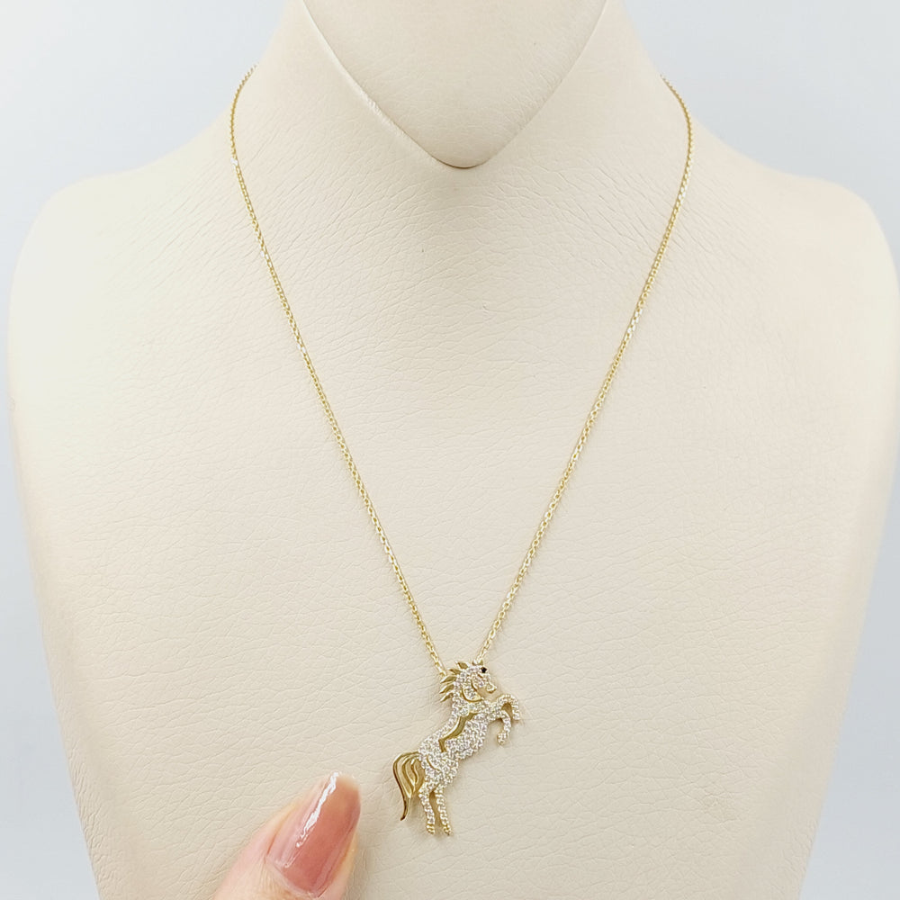 18K Gold Zircon Studded Horse Necklace by Saeed Jewelry - Image 2