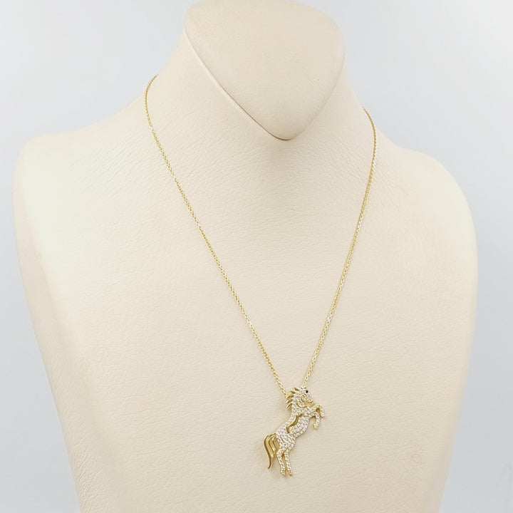 18K Gold Zircon Studded Horse Necklace by Saeed Jewelry - Image 4