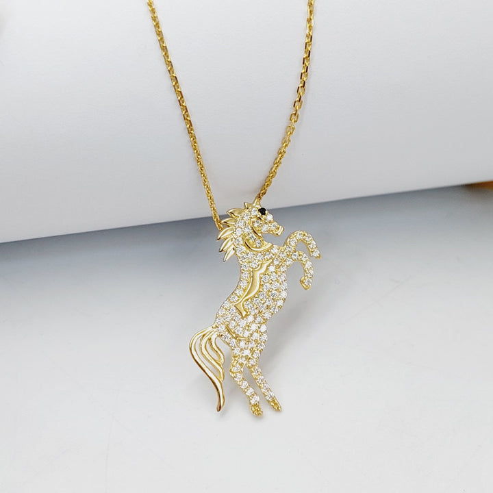 18K Gold Zircon Studded Horse Necklace by Saeed Jewelry - Image 5