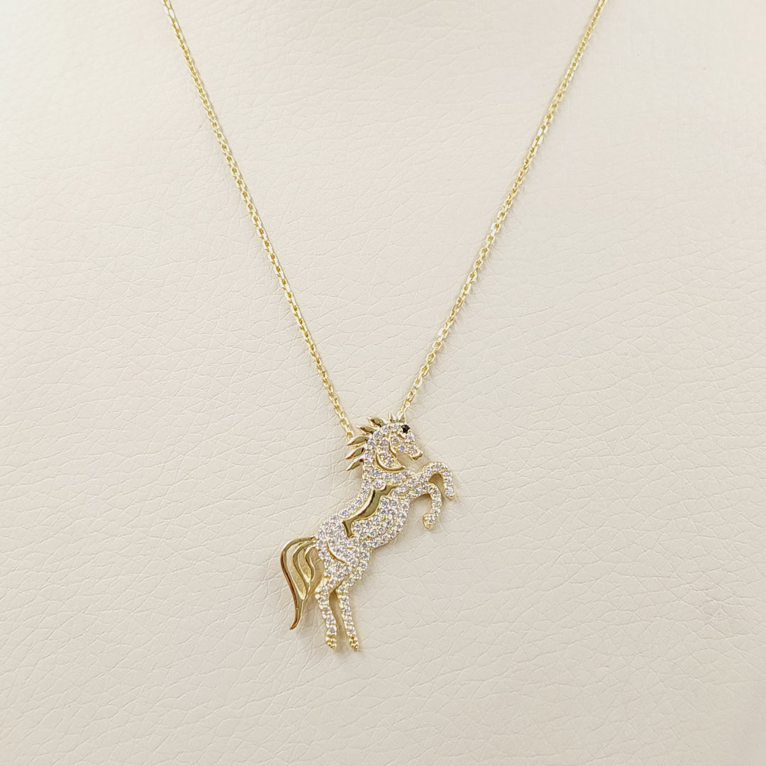 18K Gold Zircon Studded Horse Necklace by Saeed Jewelry - Image 6