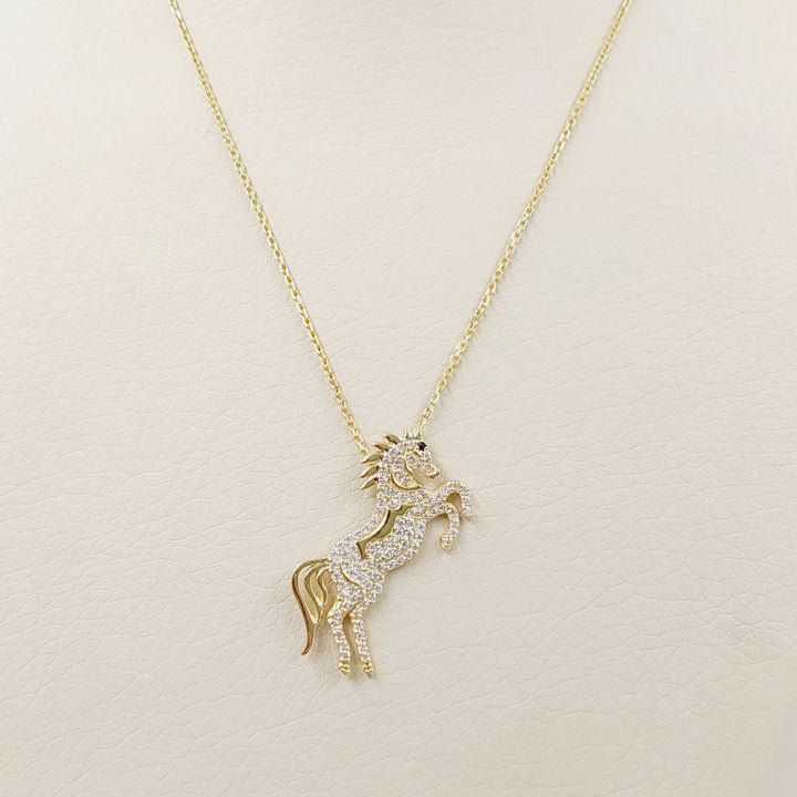 18K Gold Zircon Studded Horse Necklace by Saeed Jewelry - Image 6