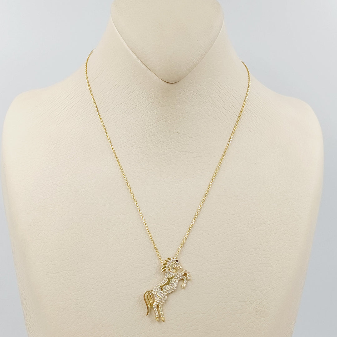 18K Gold Zircon Studded Horse Necklace by Saeed Jewelry - Image 1