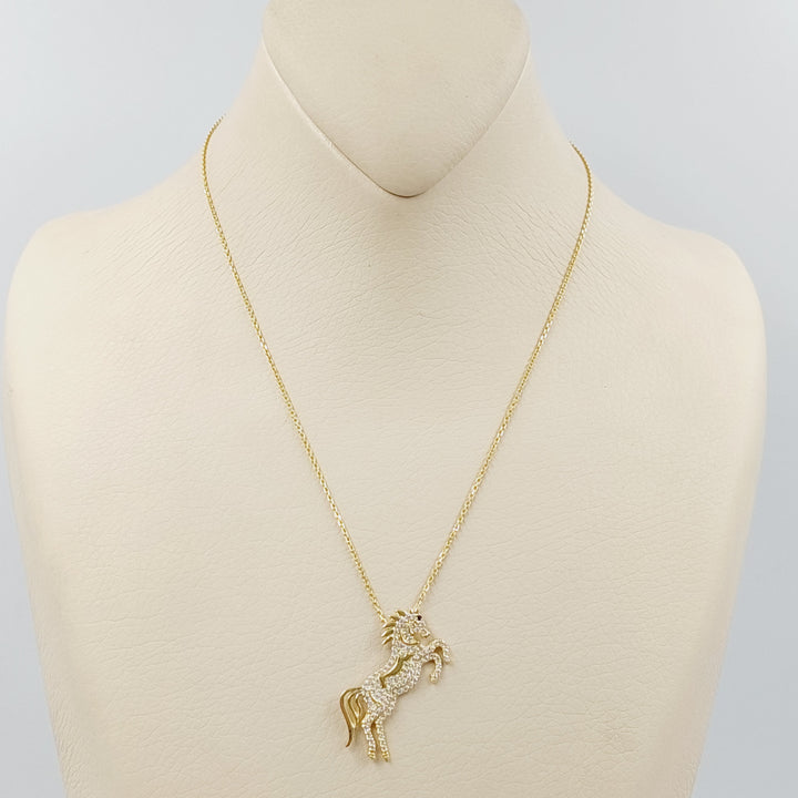 18K Gold Zircon Studded Horse Necklace by Saeed Jewelry - Image 1