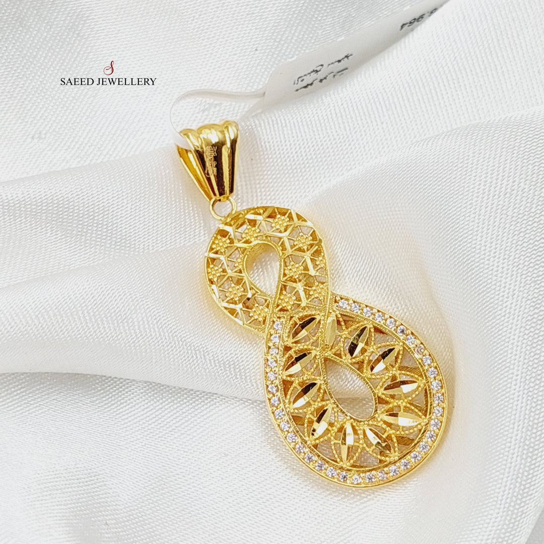 21K Gold Zircon Studded Infinite Pendant by Saeed Jewelry - Image 3