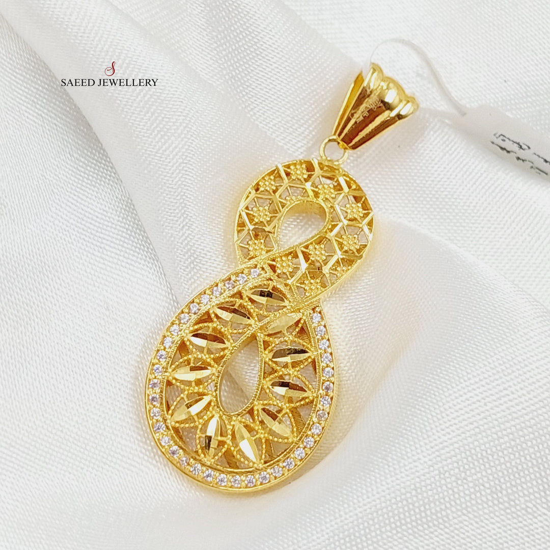 21K Gold Zircon Studded Infinite Pendant by Saeed Jewelry - Image 4