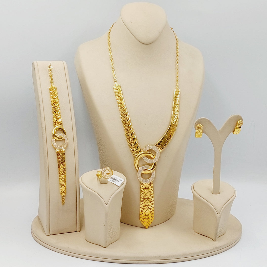 K Gold Zircon Studded Leaf Set by Saeed Jewelry - Image 2