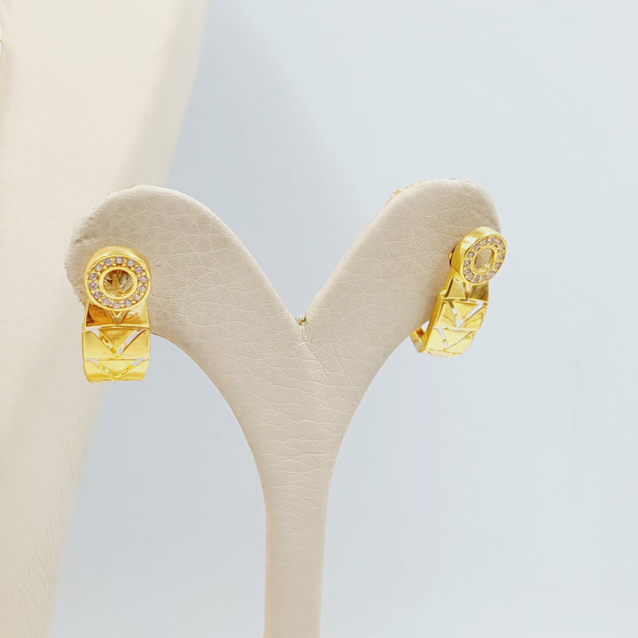 K Gold Zircon Studded Leaf Set by Saeed Jewelry - Image 3