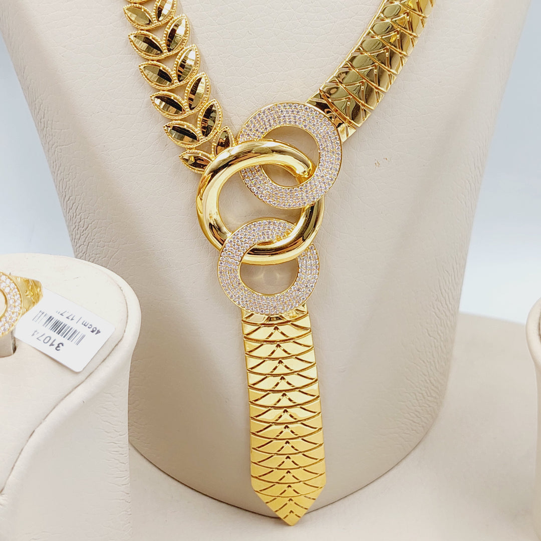 K Gold Zircon Studded Leaf Set by Saeed Jewelry - Image 4