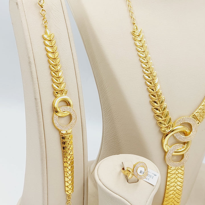 K Gold Zircon Studded Leaf Set by Saeed Jewelry - Image 6