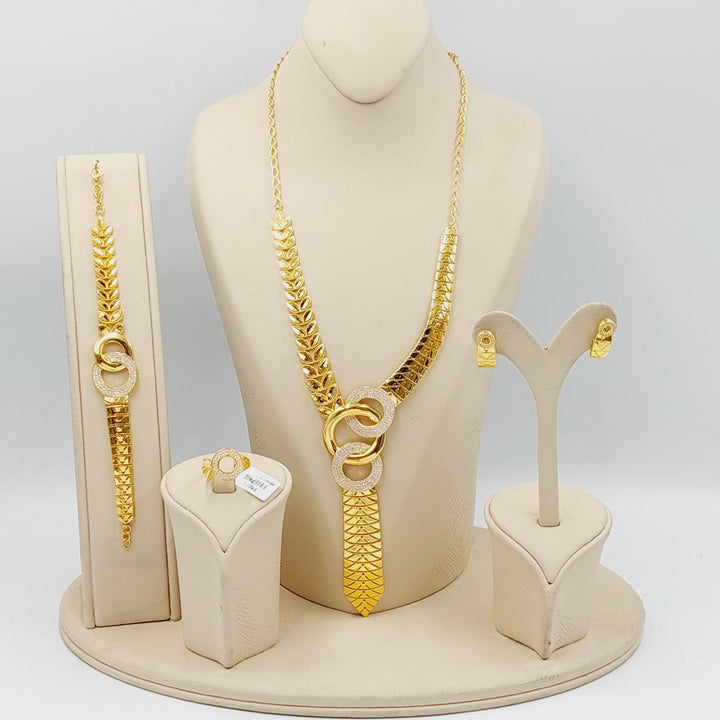 K Gold Zircon Studded Leaf Set by Saeed Jewelry - Image 1