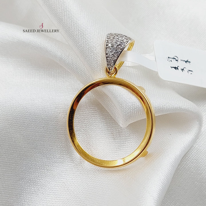 Zircon Studded Lirat Rashadi Frame Pendant  Made Of 21K Yellow Gold by Saeed Jewelry-29861