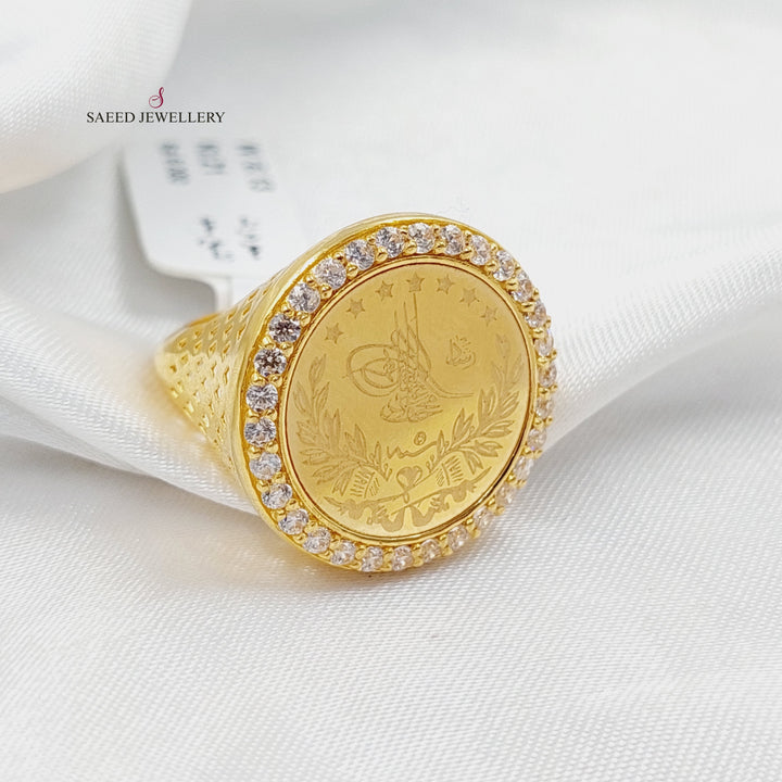 21K Gold Zircon Studded Lirat Rashadi Ring by Saeed Jewelry - Image 3