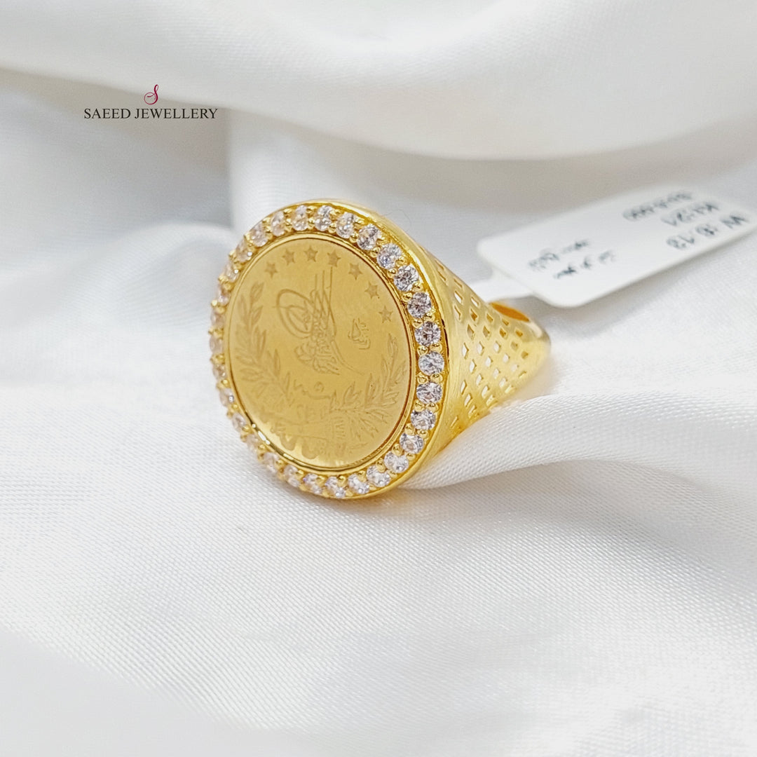 21K Gold Zircon Studded Lirat Rashadi Ring by Saeed Jewelry - Image 4