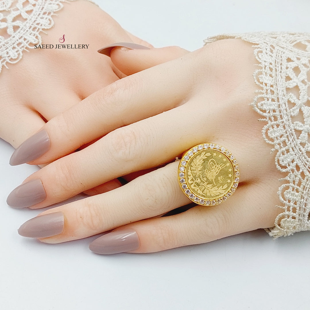 21K Gold Zircon Studded Lirat Rashadi Ring by Saeed Jewelry - Image 5