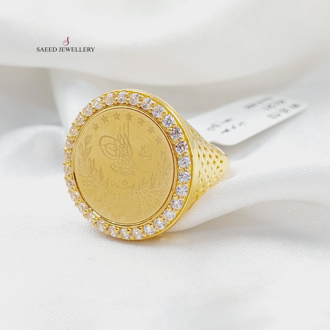 21K Gold Zircon Studded Lirat Rashadi Ring by Saeed Jewelry - Image 1