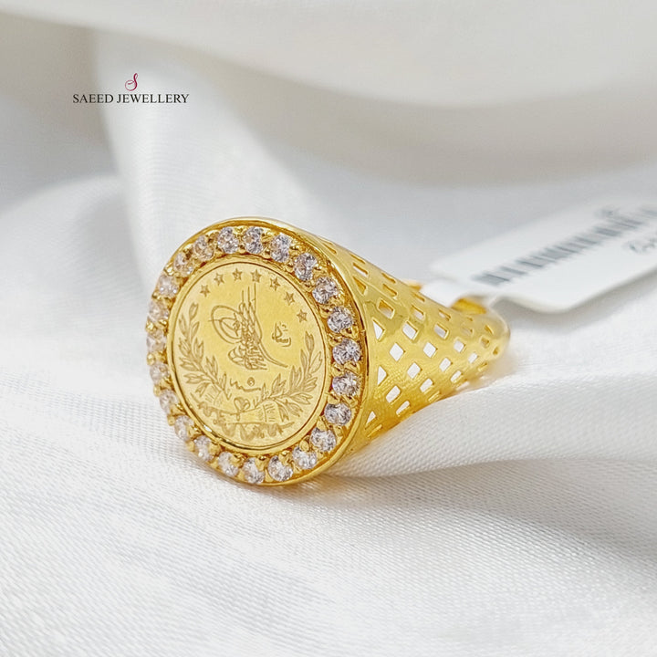 21K Gold Zircon Studded Lirat Rashadi Ring by Saeed Jewelry - Image 2