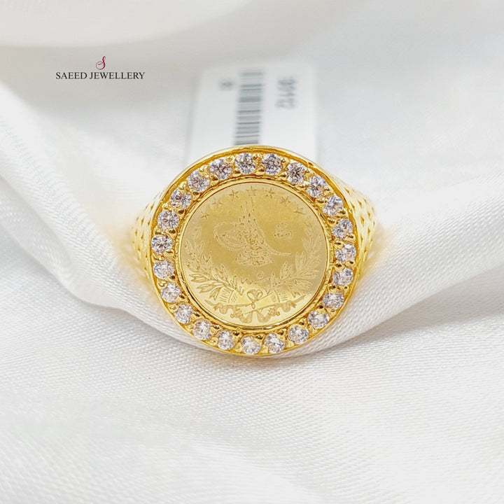 21K Gold Zircon Studded Lirat Rashadi Ring by Saeed Jewelry - Image 3