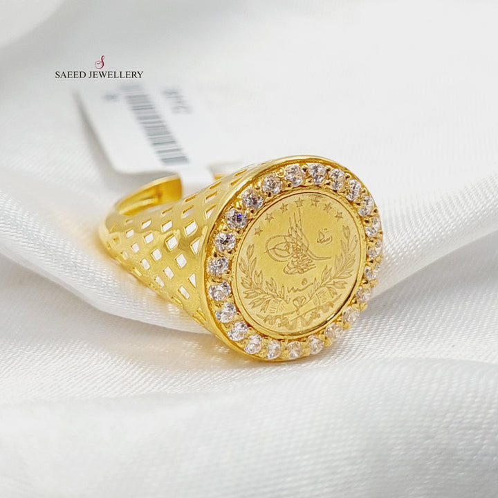 21K Gold Zircon Studded Lirat Rashadi Ring by Saeed Jewelry - Image 4