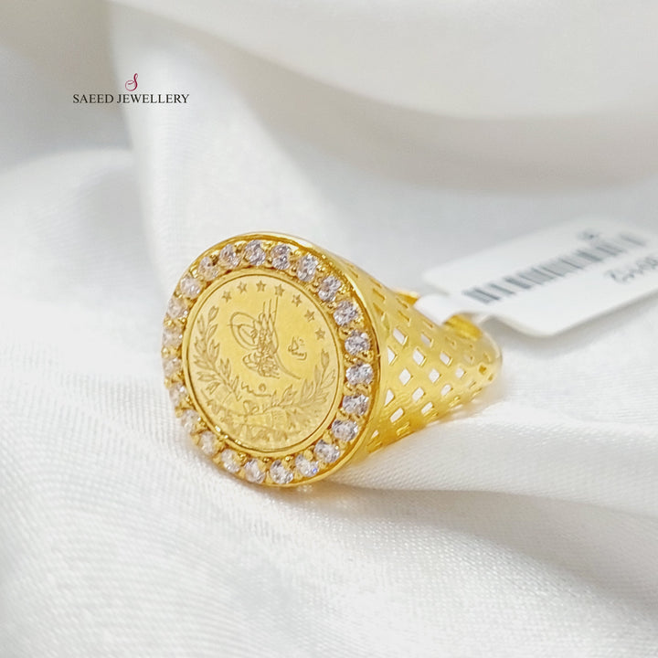 Zircon Studded Lirat Rashadi Ring  Made Of 21K Yellow Gold by Saeed Jewelry-30112