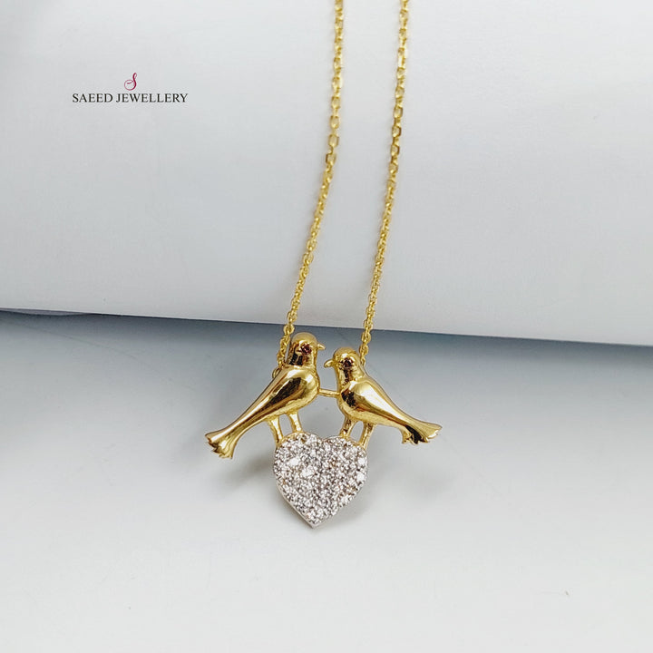18K Gold Zircon Studded Love Necklace by Saeed Jewelry - Image 2