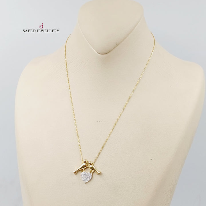 18K Gold Zircon Studded Love Necklace by Saeed Jewelry - Image 3