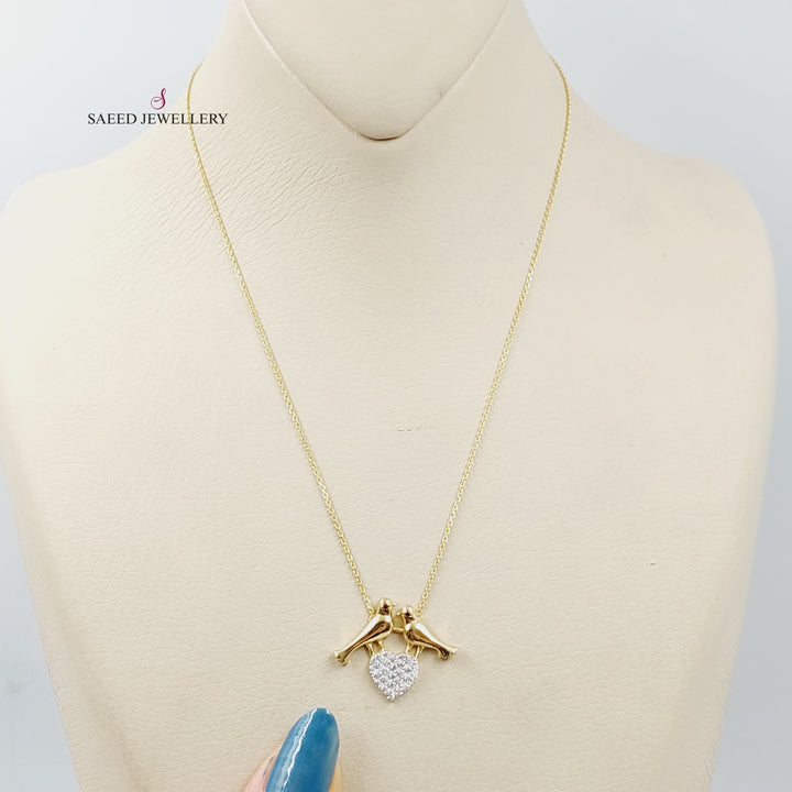 18K Gold Zircon Studded Love Necklace by Saeed Jewelry - Image 4