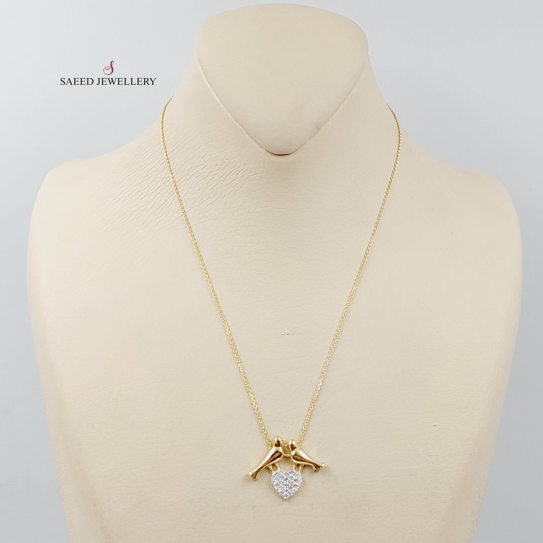 18K Gold Zircon Studded Love Necklace by Saeed Jewelry - Image 5