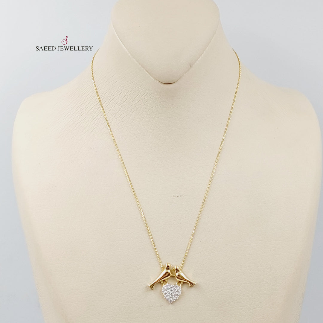 18K Gold Zircon Studded Love Necklace by Saeed Jewelry - Image 1