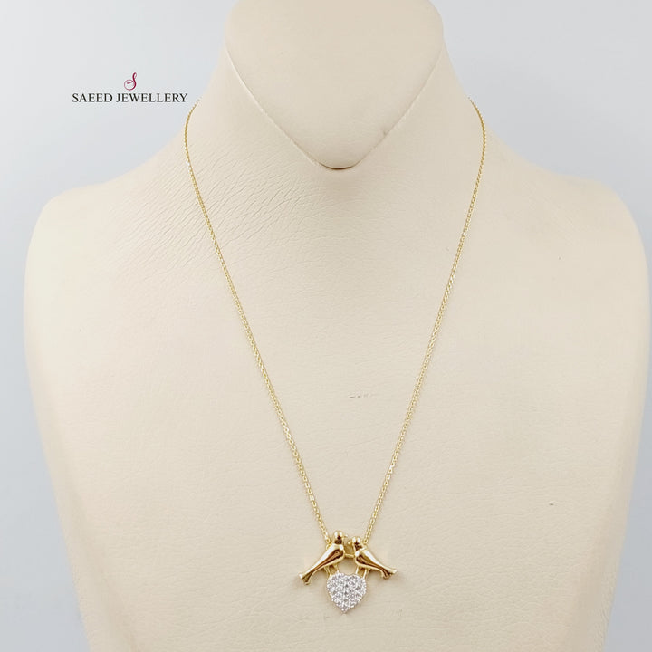 18K Gold Zircon Studded Love Necklace by Saeed Jewelry - Image 1